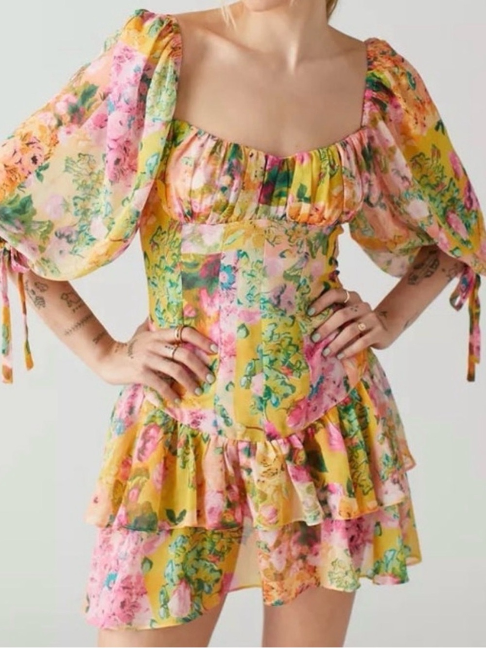 For love and lemons Nina mini dress-  Puff-Sleeve Mini Dress